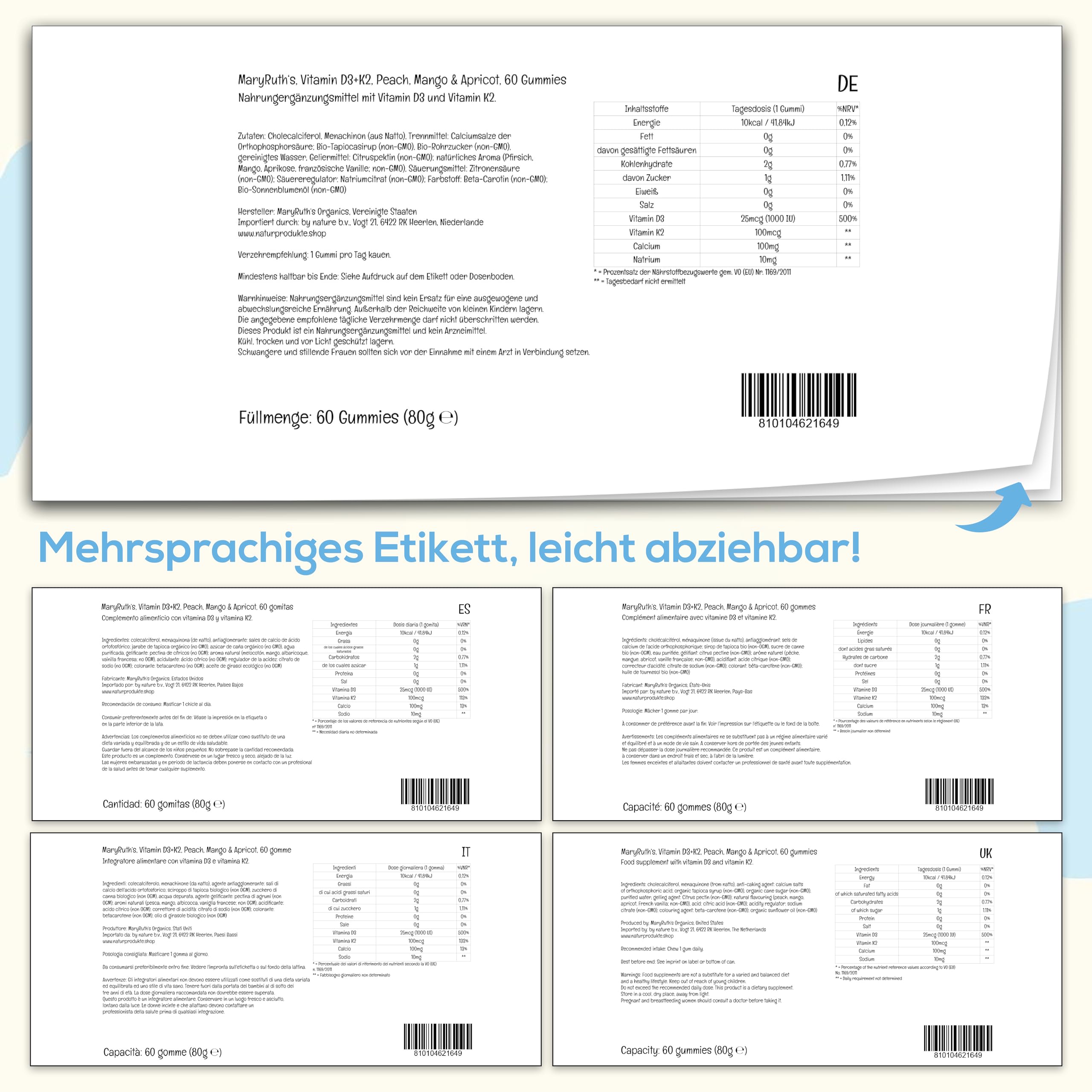 MARYRUTH'S label with ingredient and certification details for transparency benefit