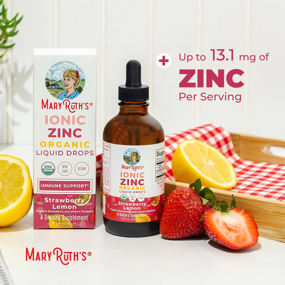 MaryRuth's 4 oz bottle beside common items showing compact travel-friendly size