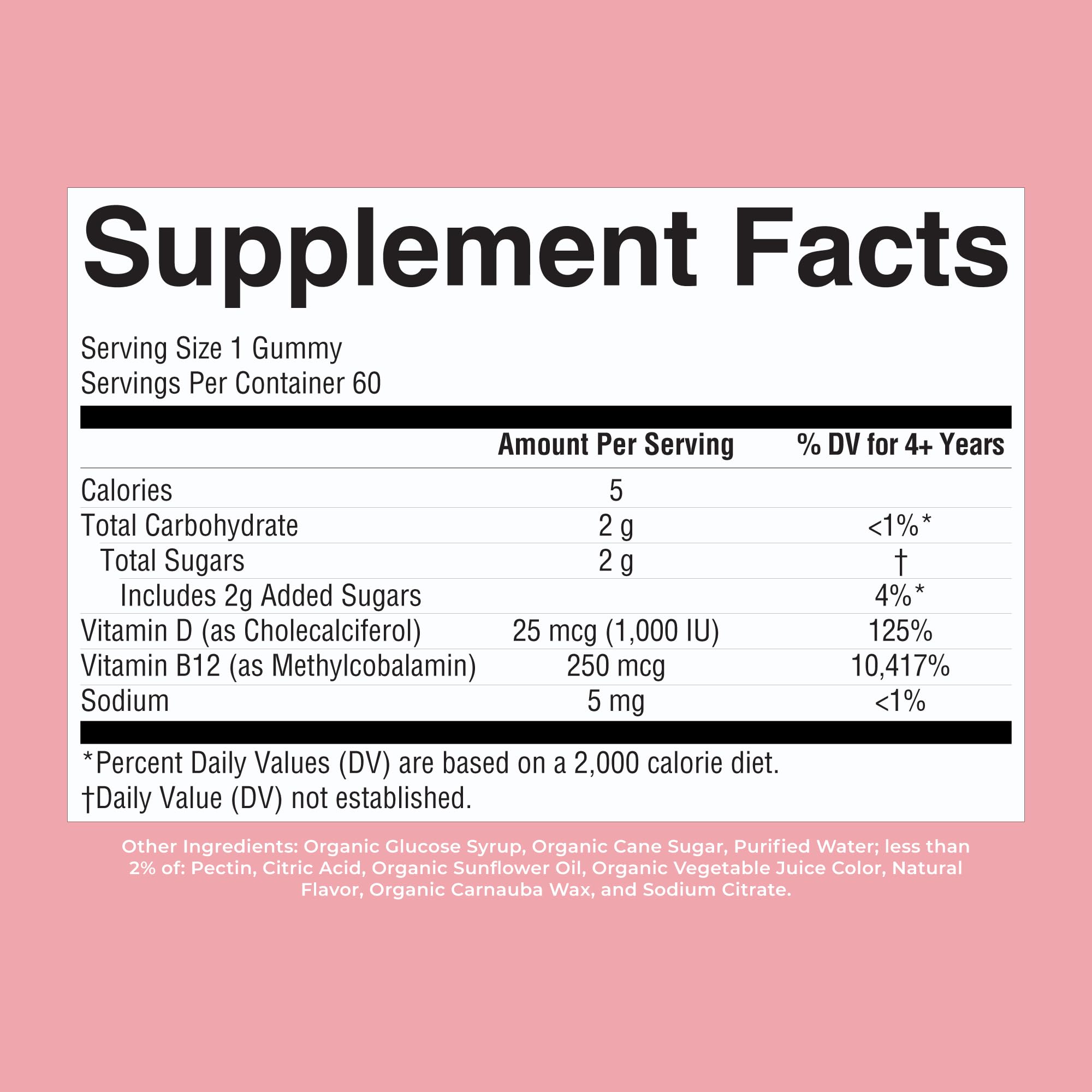MARYRUTH'S side label showing supplement facts and ingredient transparency