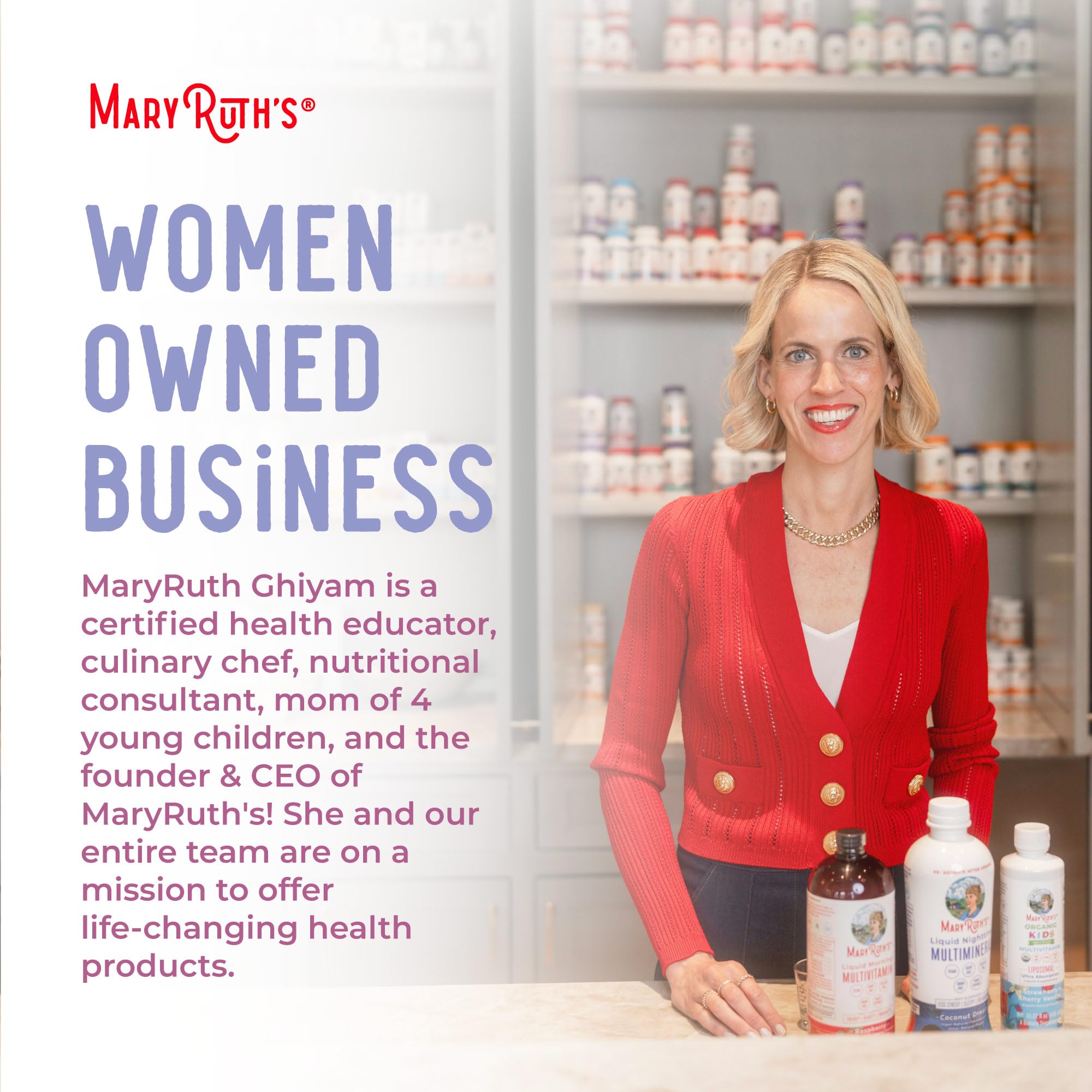 Kitchen counter scene with MaryRuth's drops integrated into a morning routine benefit