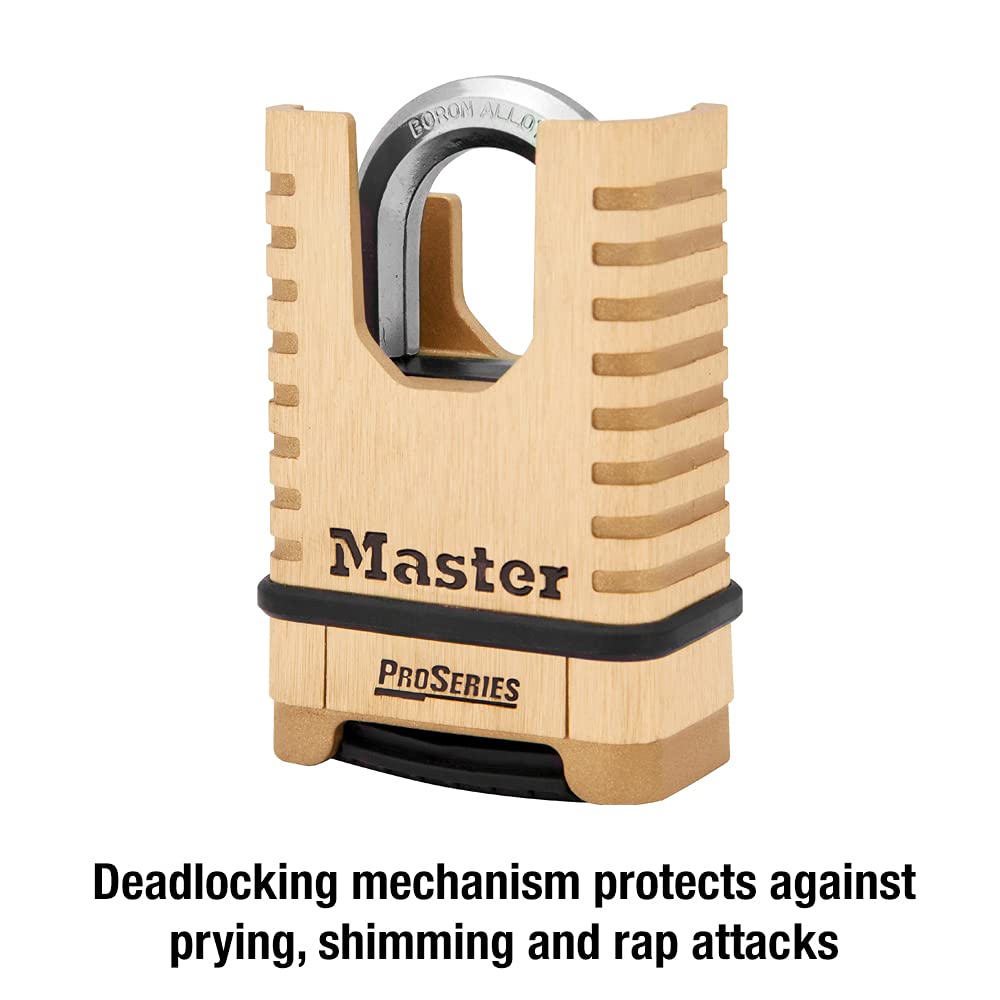 Master Lock 1177D dial dust cover and shackle seals protecting internal parts