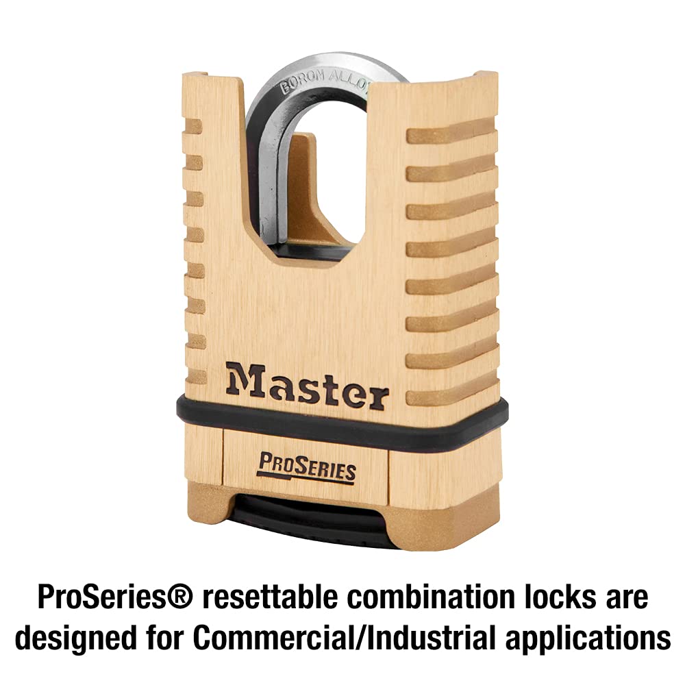 Master Lock 1177D octagonal boron-carbide shackle close-up highlighting cut resistance