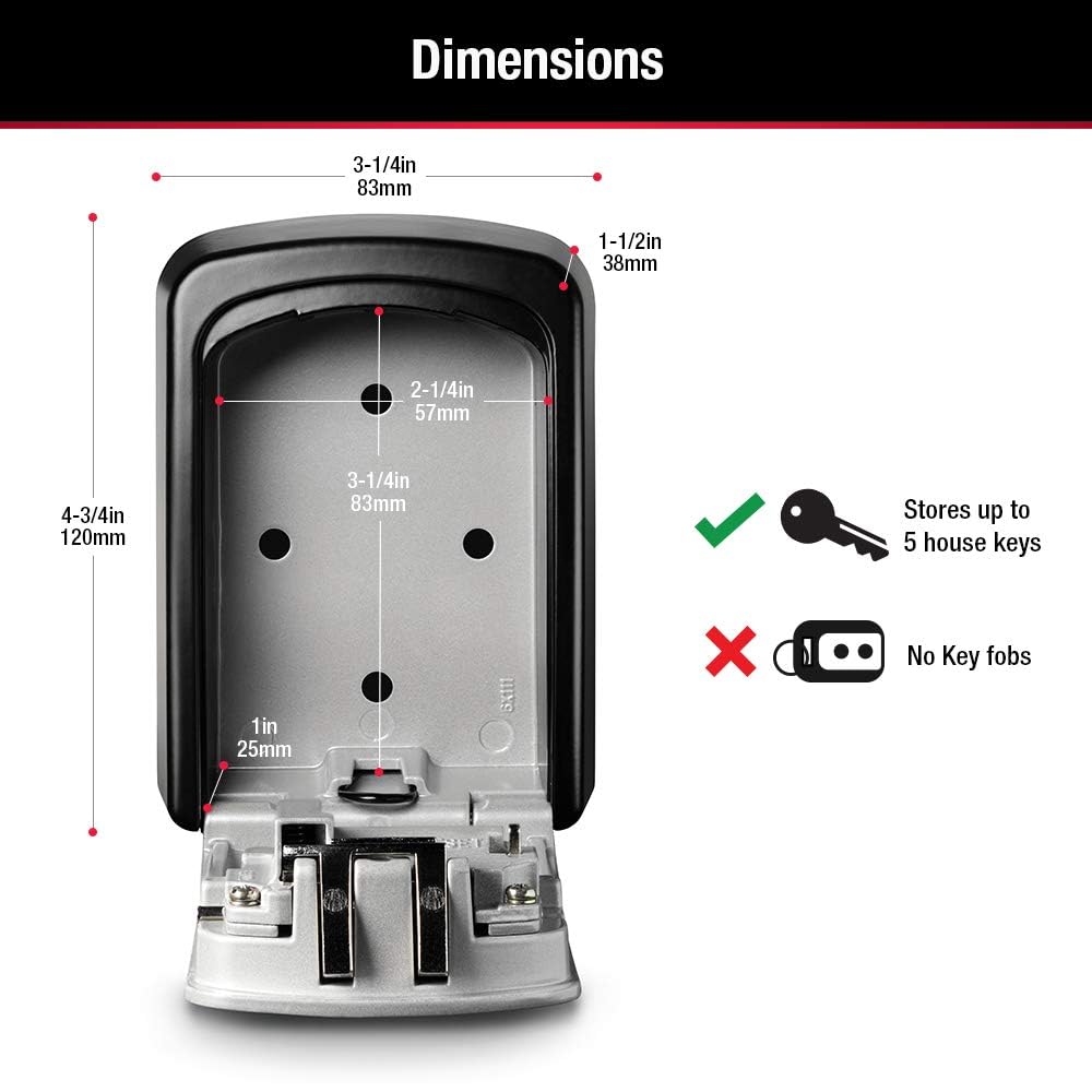 Master Lock 5401D mounted on a brick wall illustrating secure wall-attachment and discreet look