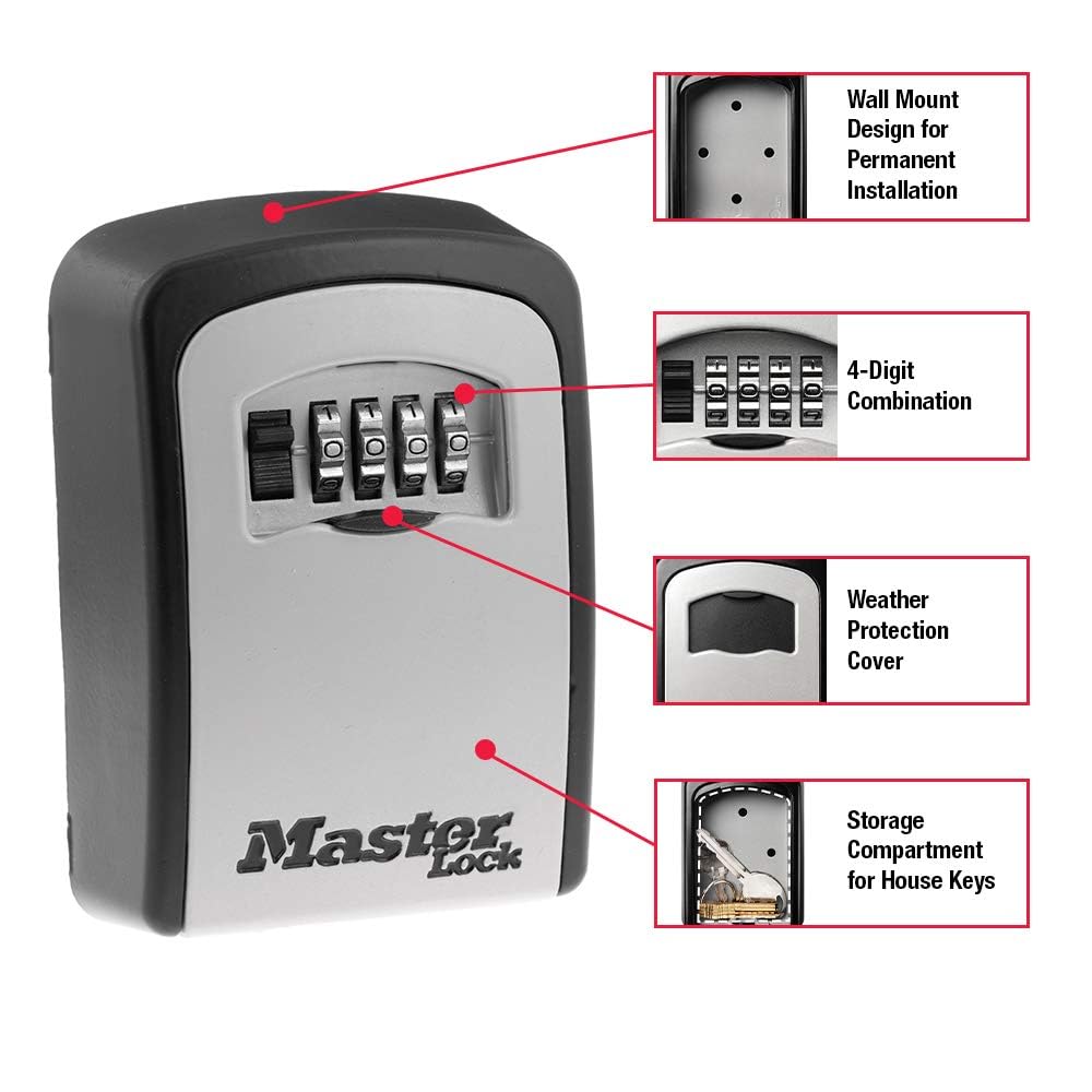 Master Lock 5401D open door revealing stored keys and easy-access interior organization