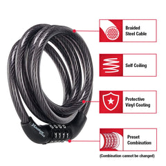 Master Lock preset four-digit combination dials close-up for convenient keyless locking