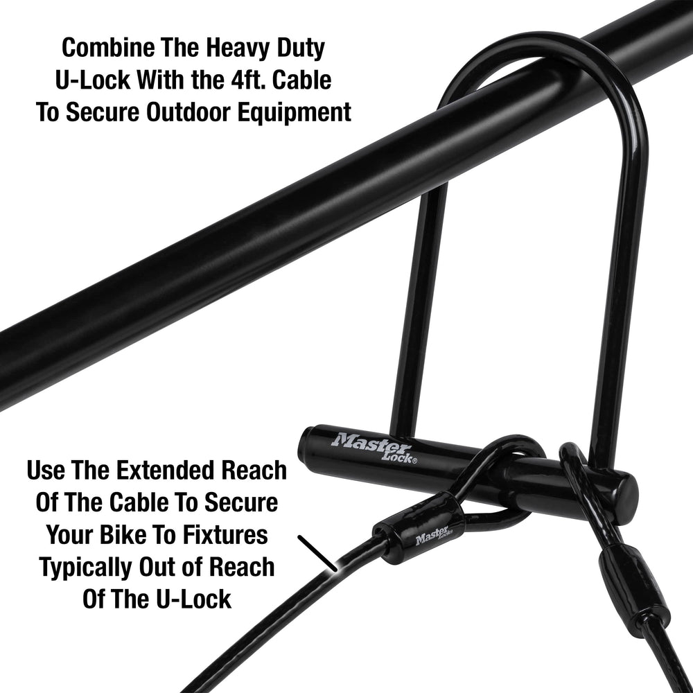 Master Lock close-up of hardened steel shackle highlighting cut resistance benefit