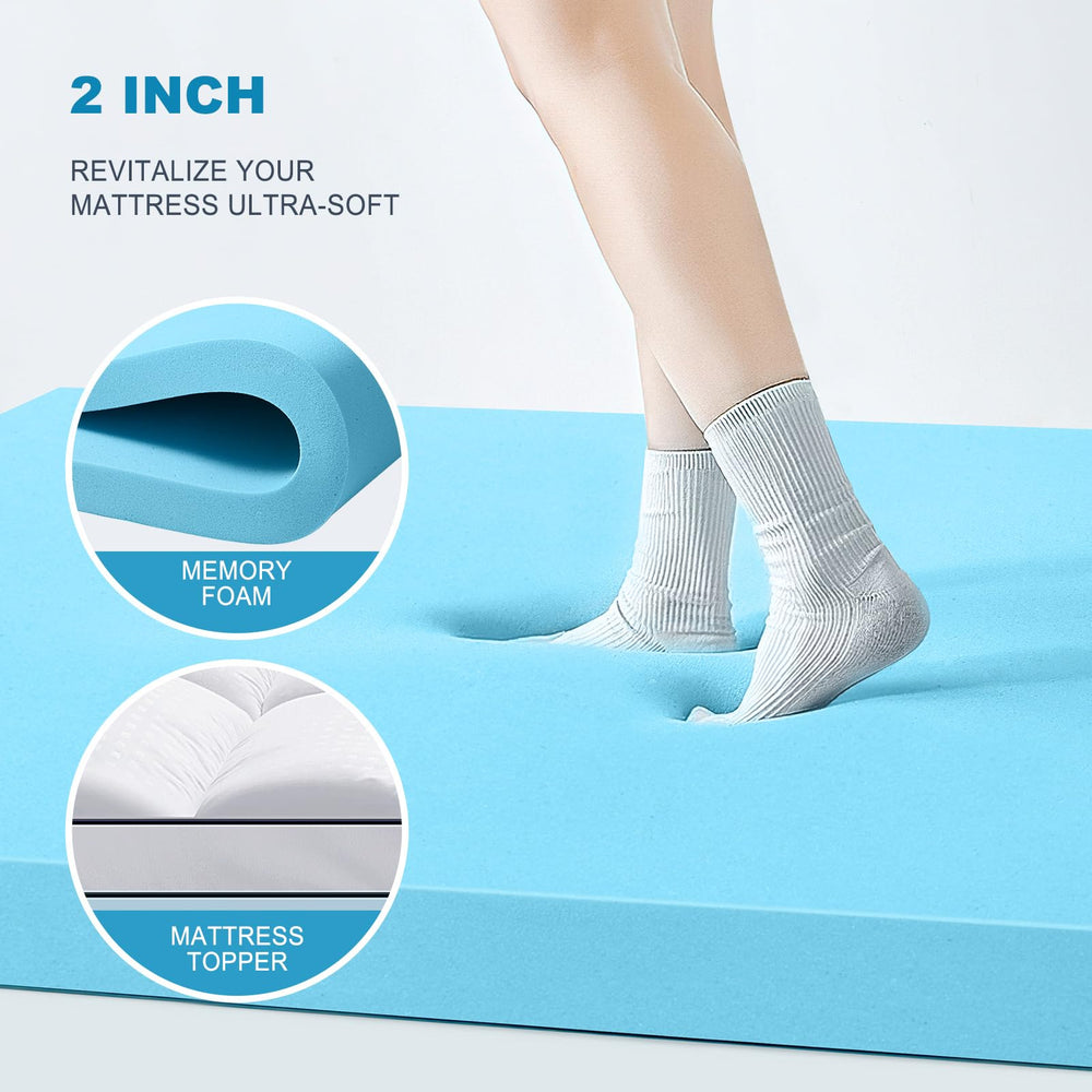 MASVIS topper on king bed with sleeper demonstrating improved contouring and pressure relief