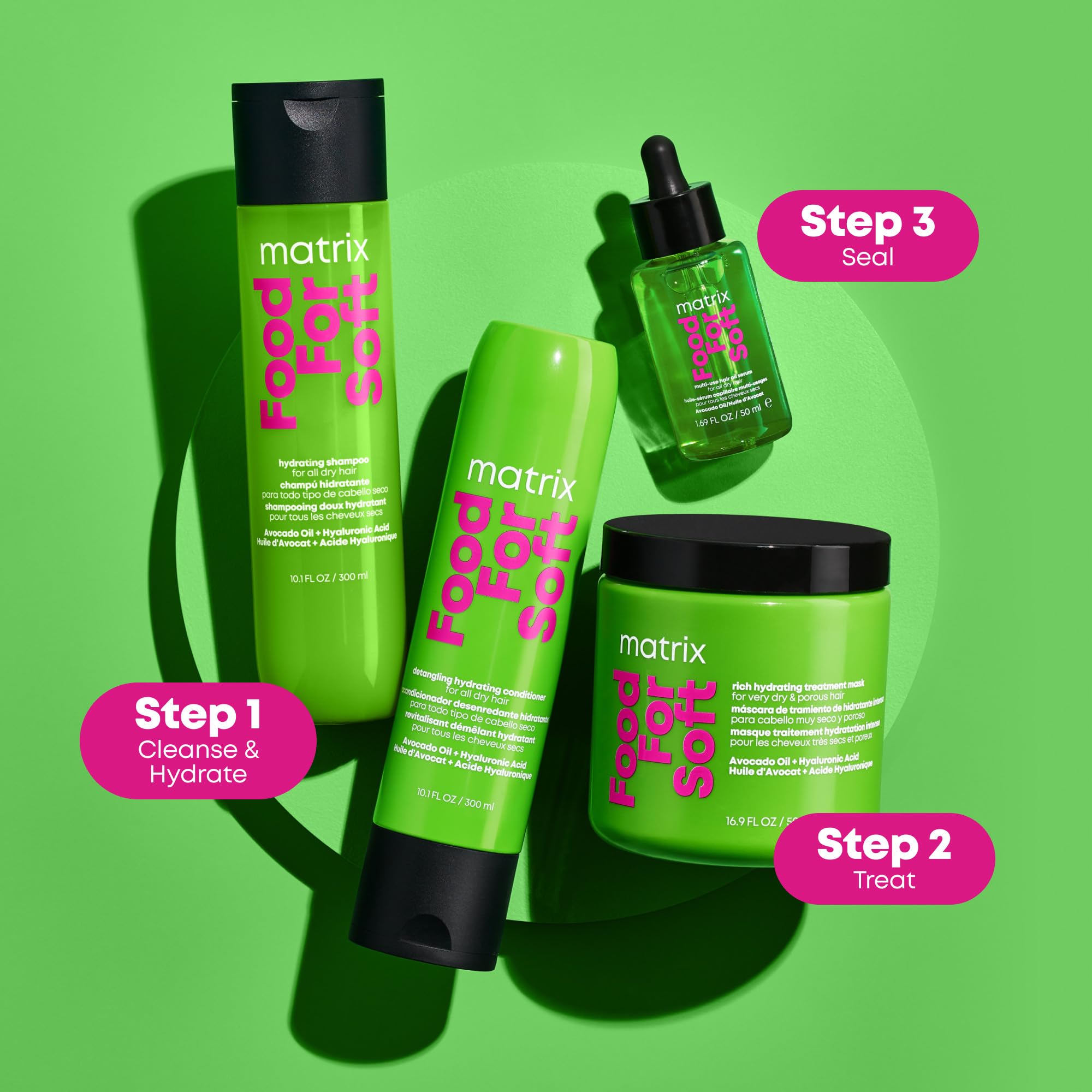 MATRIX conditioner paired with Food For Soft Oil for intensified hydration benefit