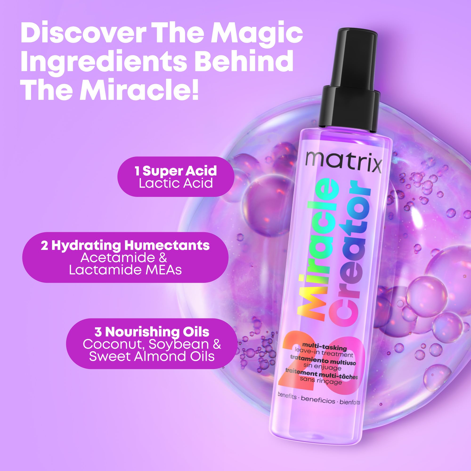MATRIX applying spray to damp hair to detangle and prime for styling