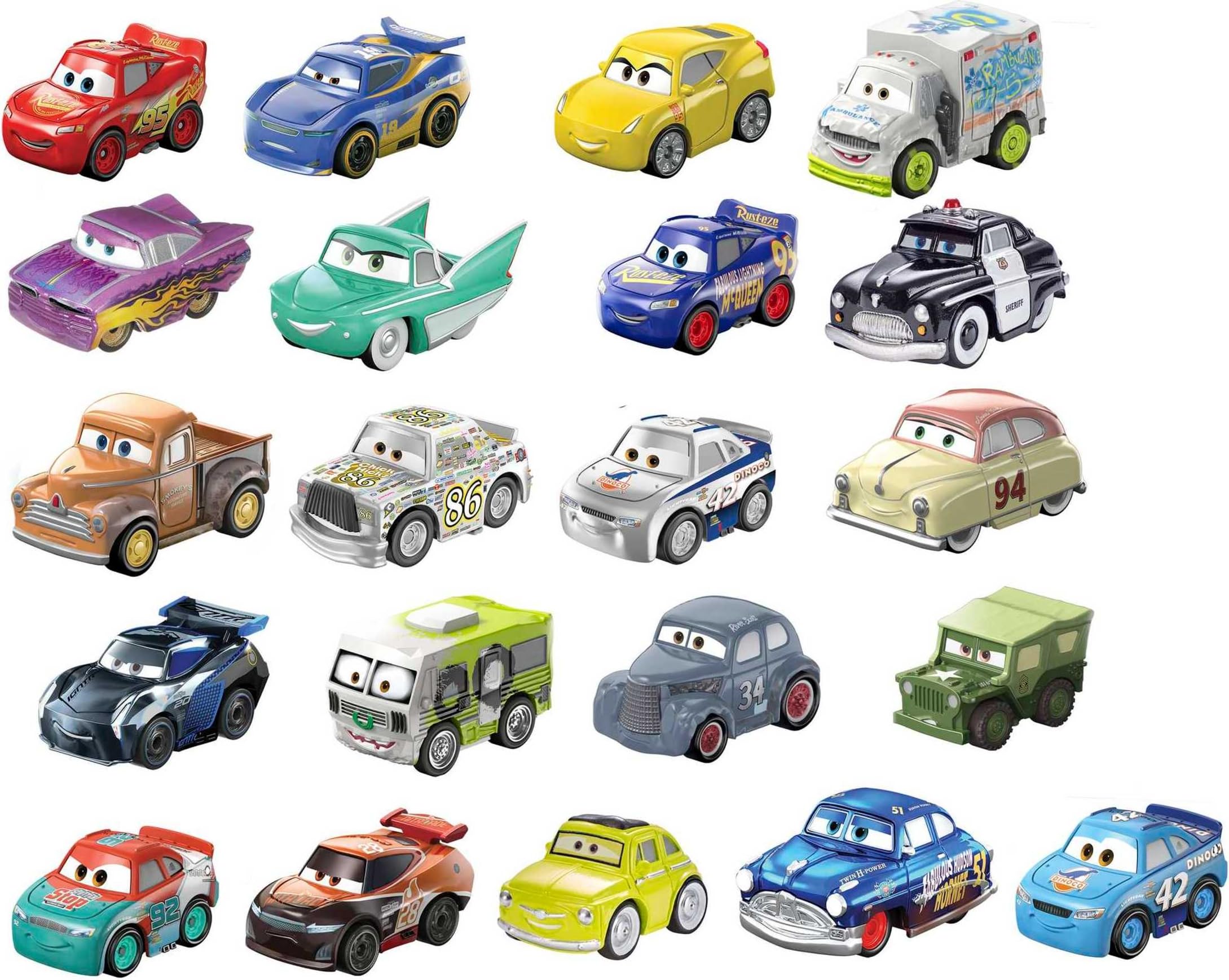 Action image of Mattel Cars mini wheels rolling to show smooth push‑along play