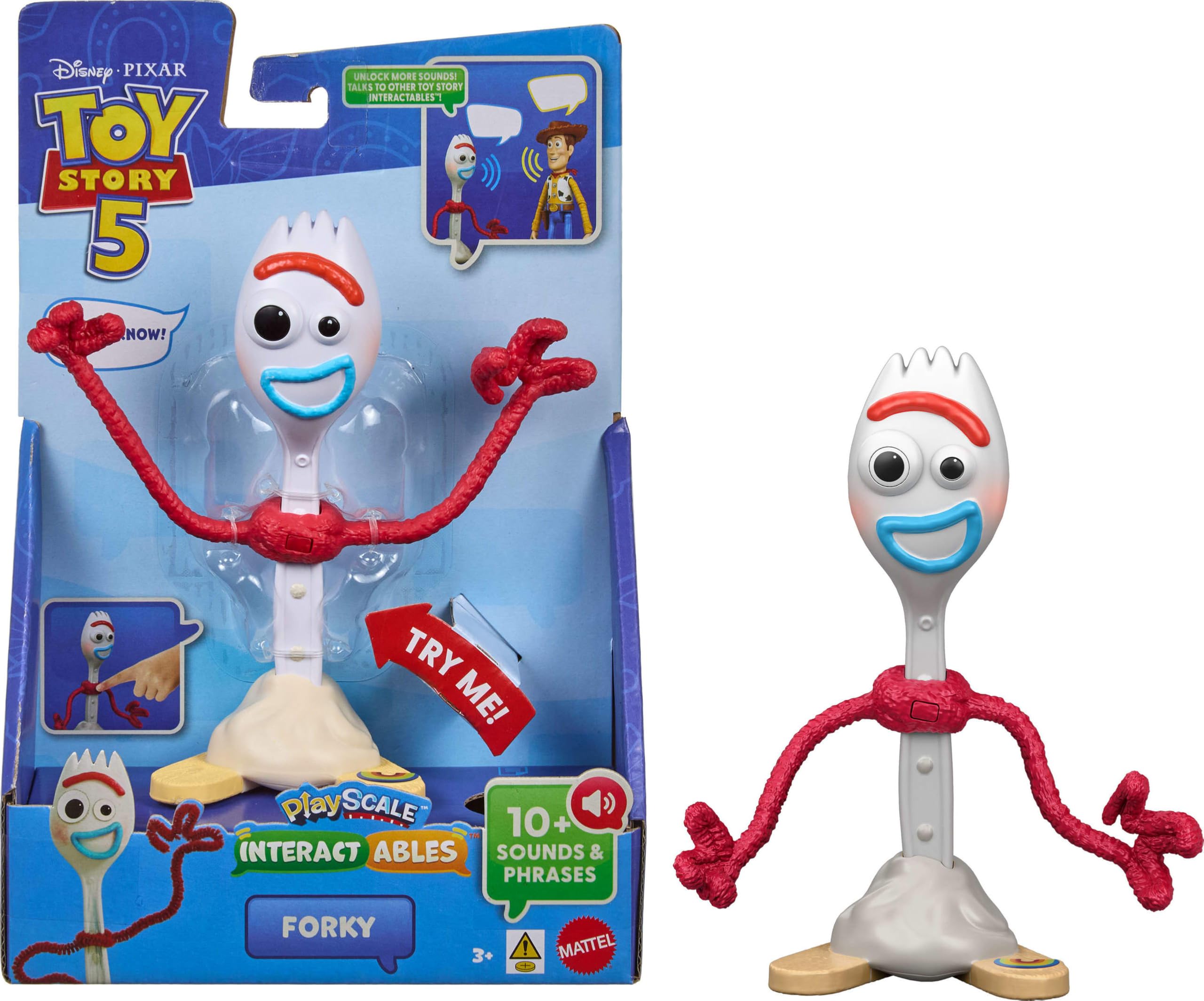 Mattel Forky front packaging showing figure and benefits