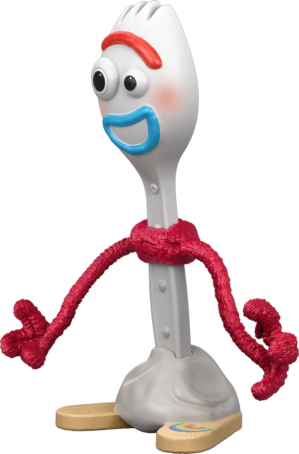 Mattel Forky beside ruler to show 7.2-inch play scale