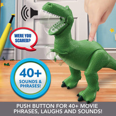 Mattel Rex mouth and arms closeup demonstrating talking and comedic arm motion