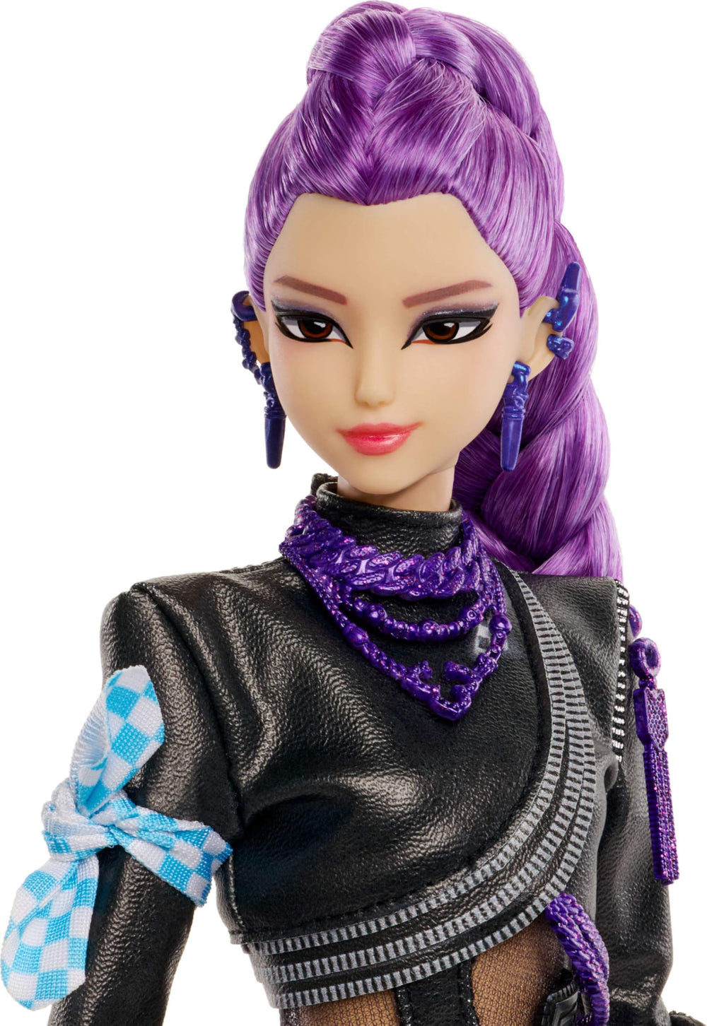 Mattel Rumi close-up of face and purple braid highlighting signature look