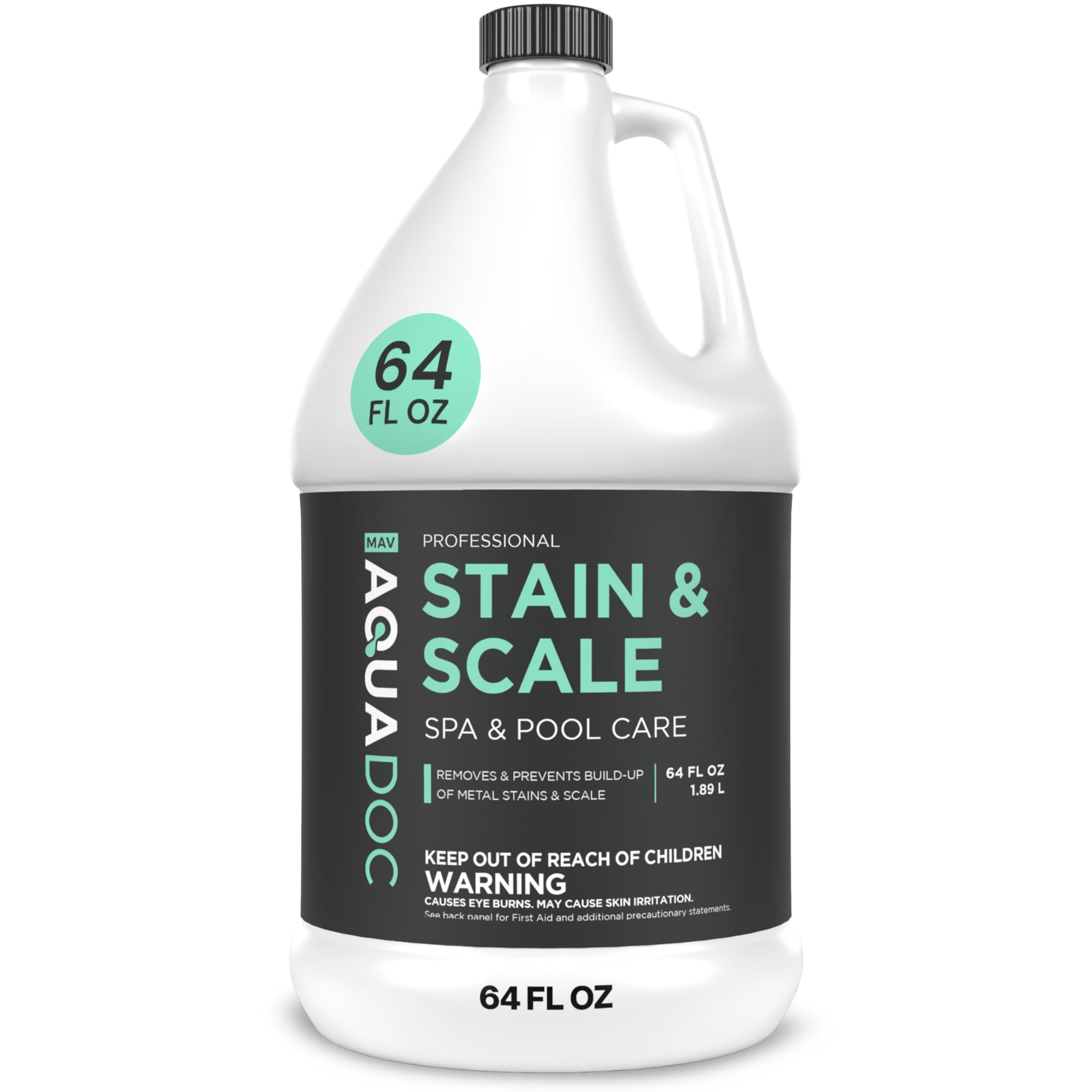 MAV AquaDoc 64oz front bottle showing product and size benefit