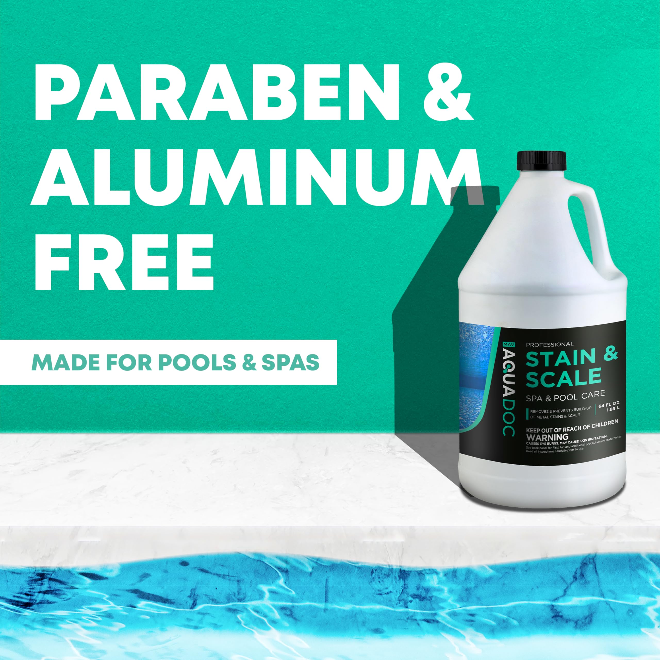 MAV AquaDoc removed scale revealing cleaner spa surface and protection