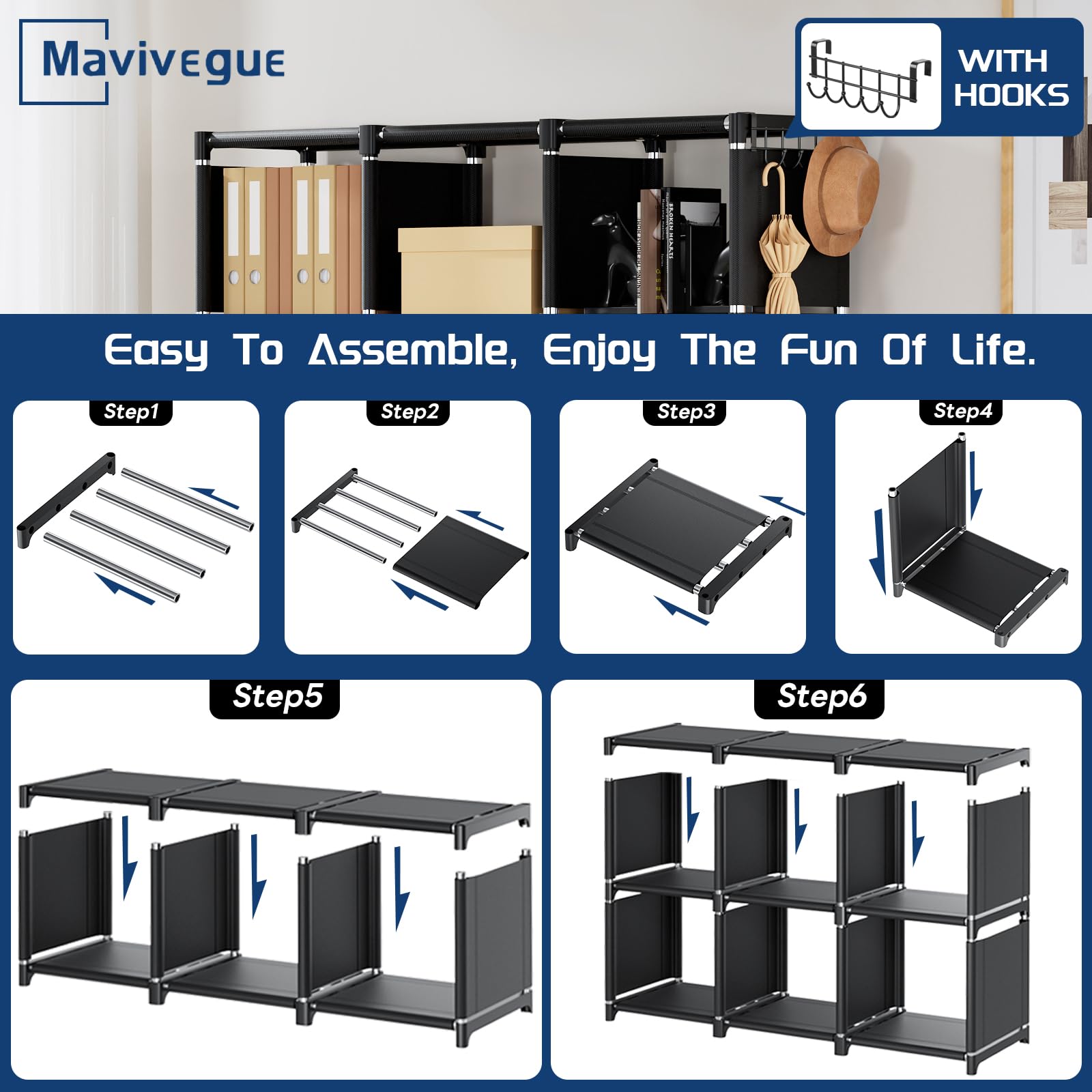 Mavivegue cube storing folded clothes to show closet-organization capability