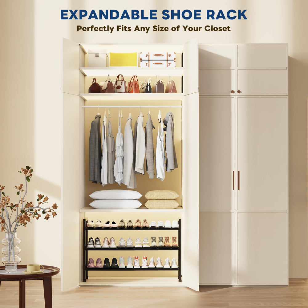 Mavivegue three-tier shelf loaded with shoes shows high-capacity benefit