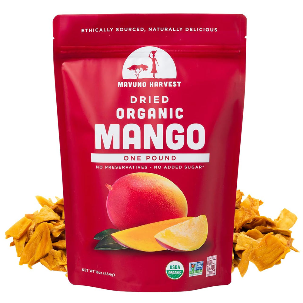 Mavuno Harvest front of pack showing resealable 1 lb bag and brand benefits