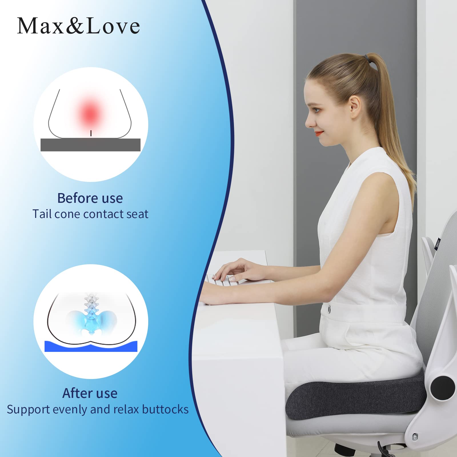 Max&Love close-up memory foam texture illustrating supportive contouring