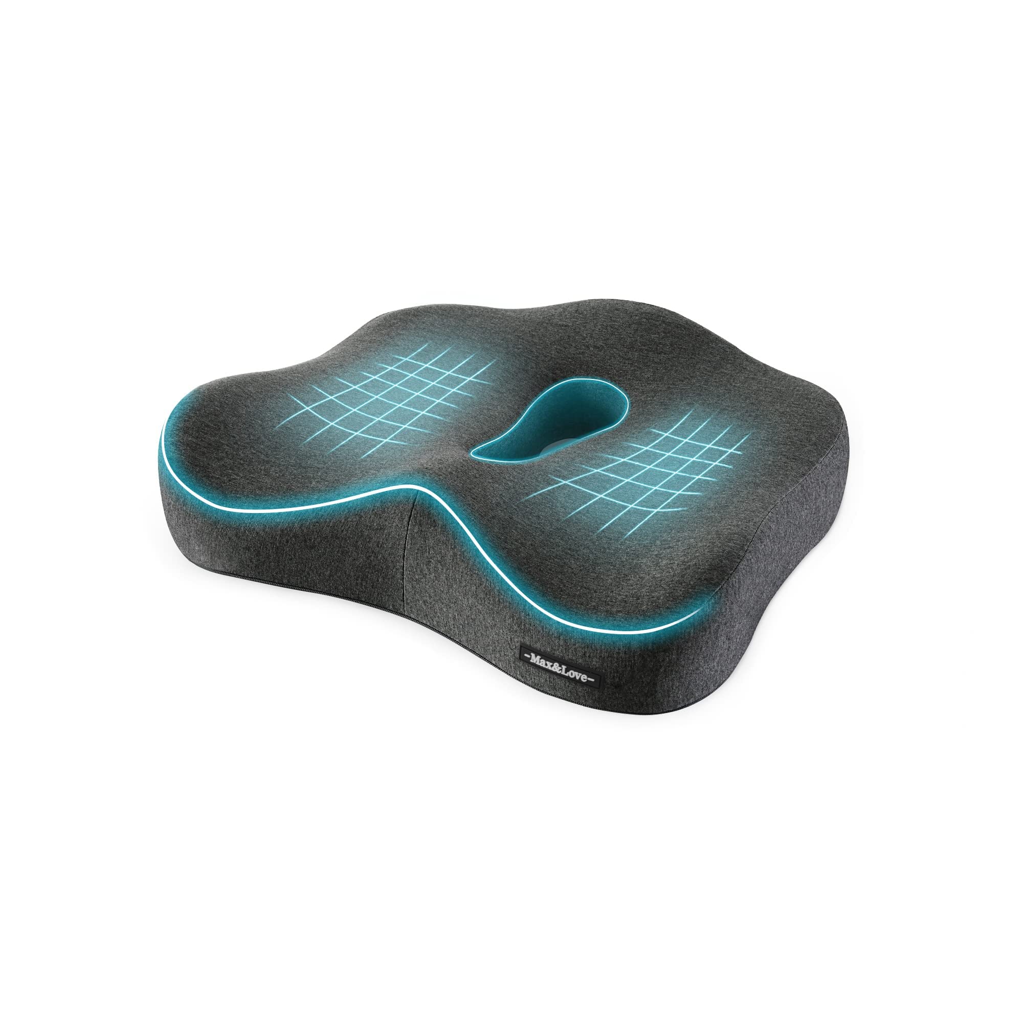 Max&Love front view dark gray cushion showing ergonomic shape and comfort
