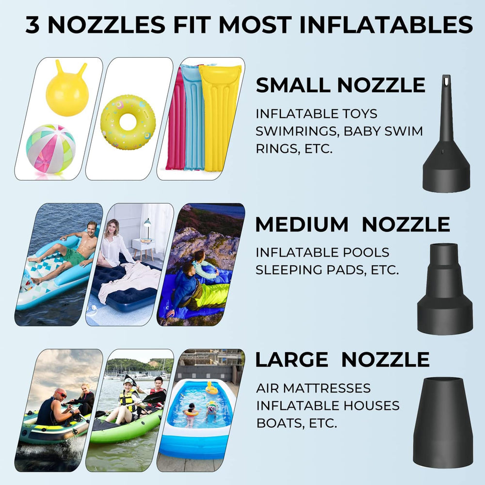 MAXEVER three universal nozzles displayed for versatile valve compatibility benefit