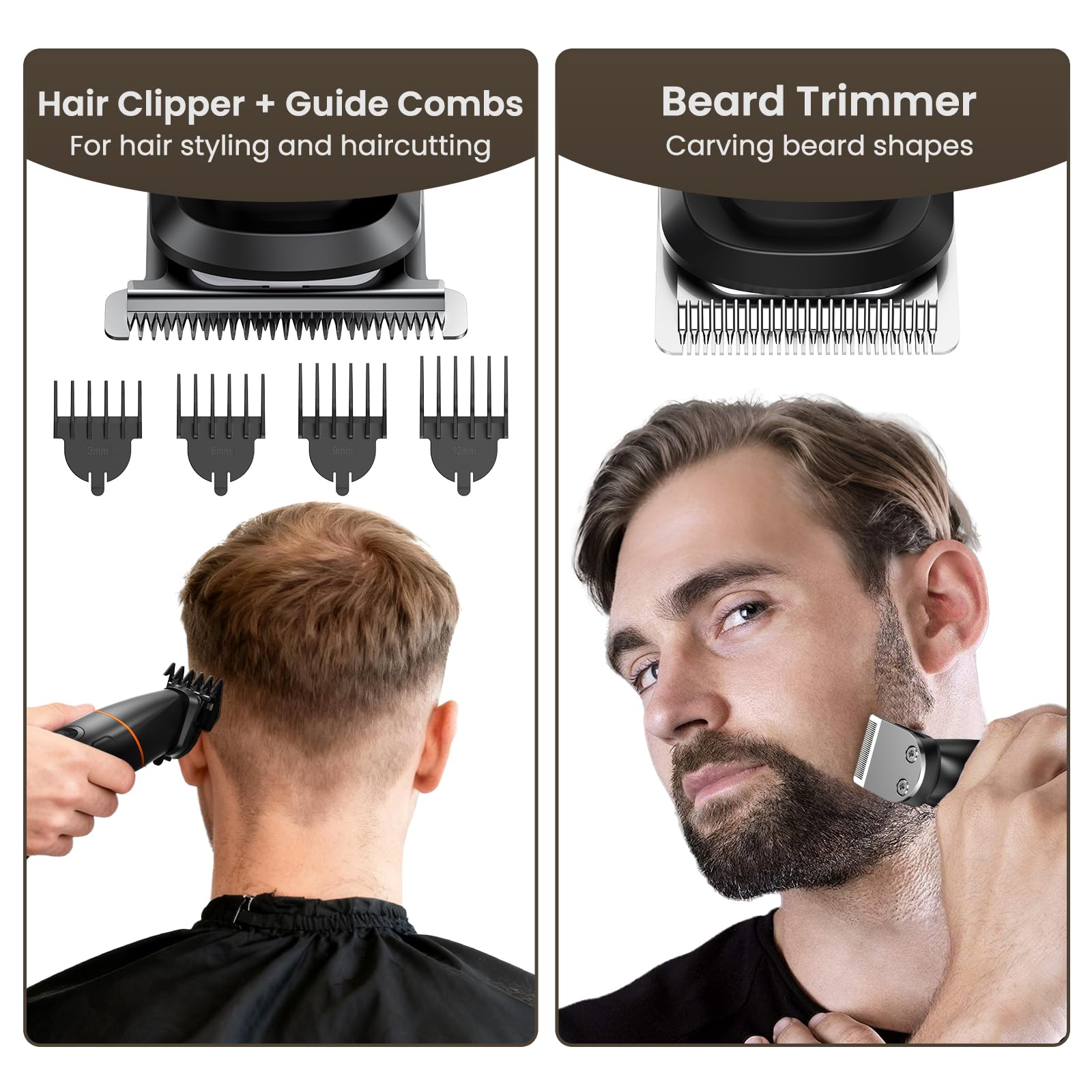 MAXGROOM all attachments laid out illustrating versatile multi-head system