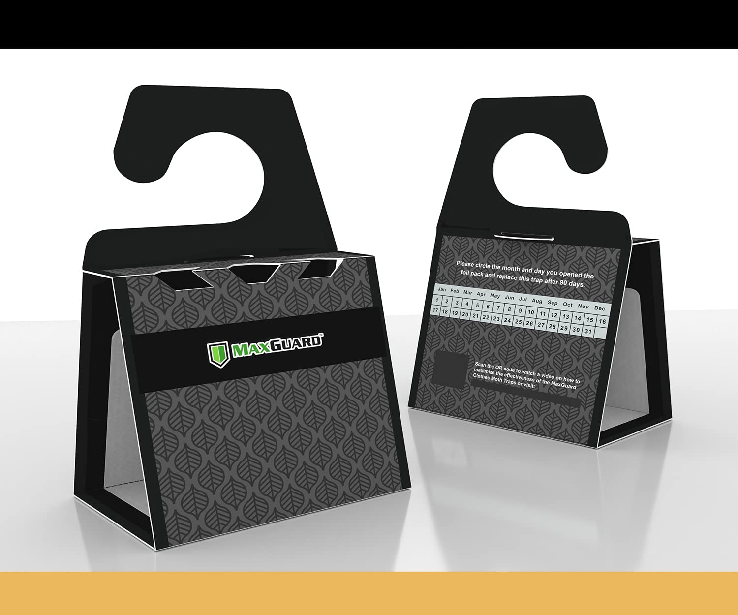 MaxGuard trap placed in closet protecting garments from moths