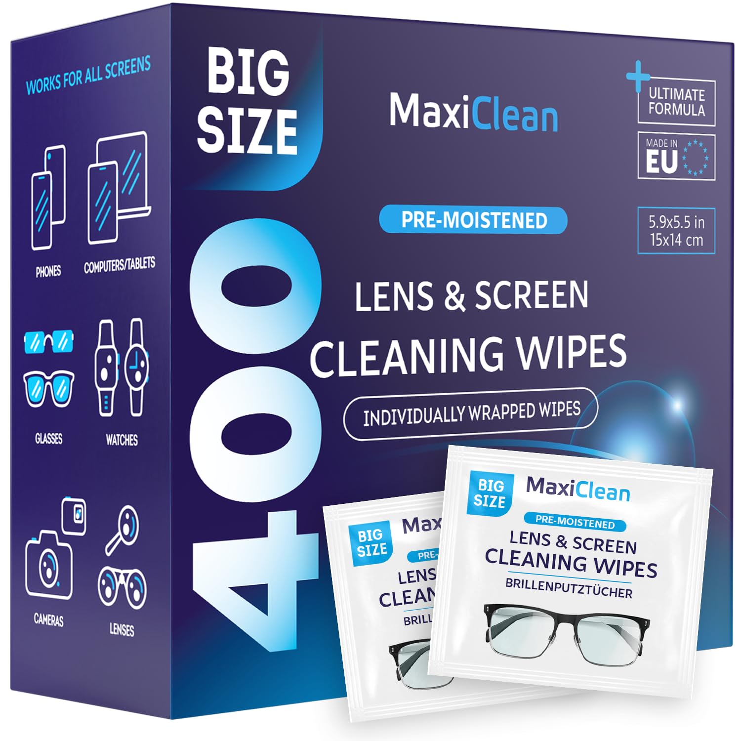Maxi Clean front packaging showing quantity and benefits for quick reference
