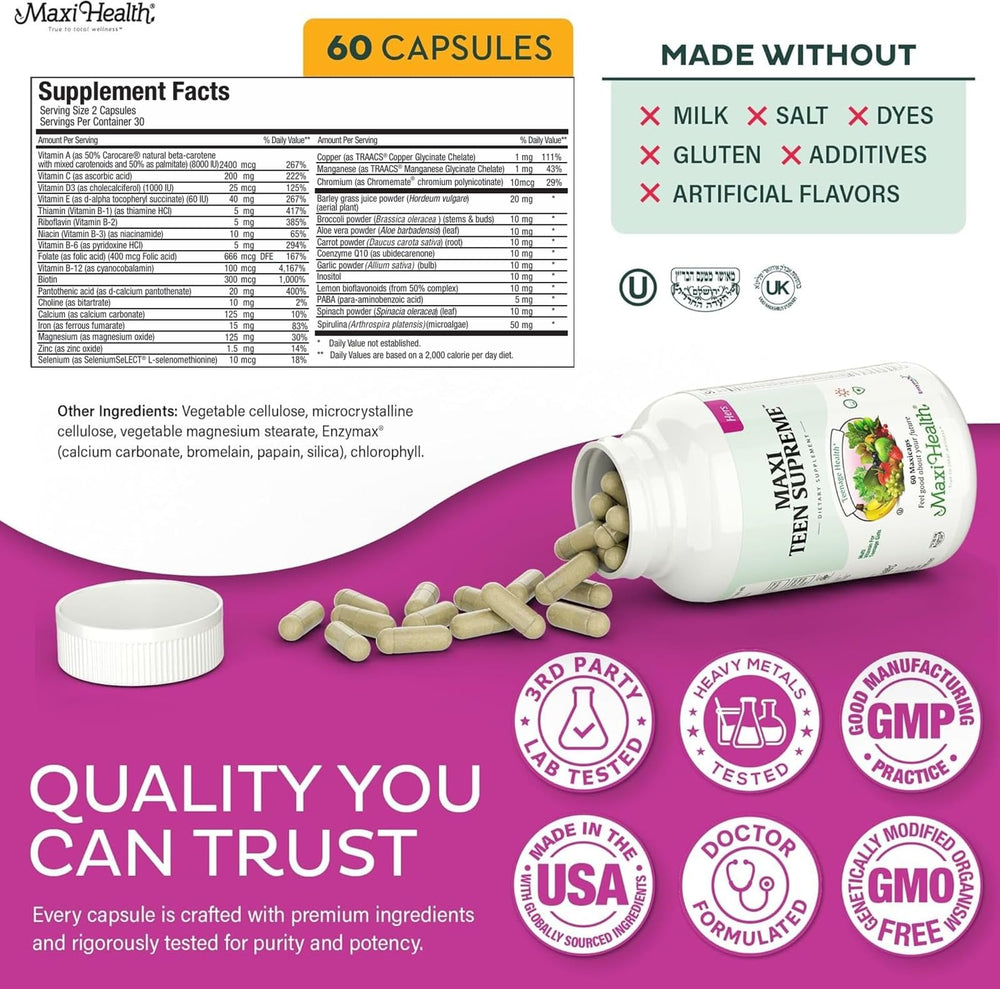 Teen taking Maxi Health vitamins to support daily energy and routine