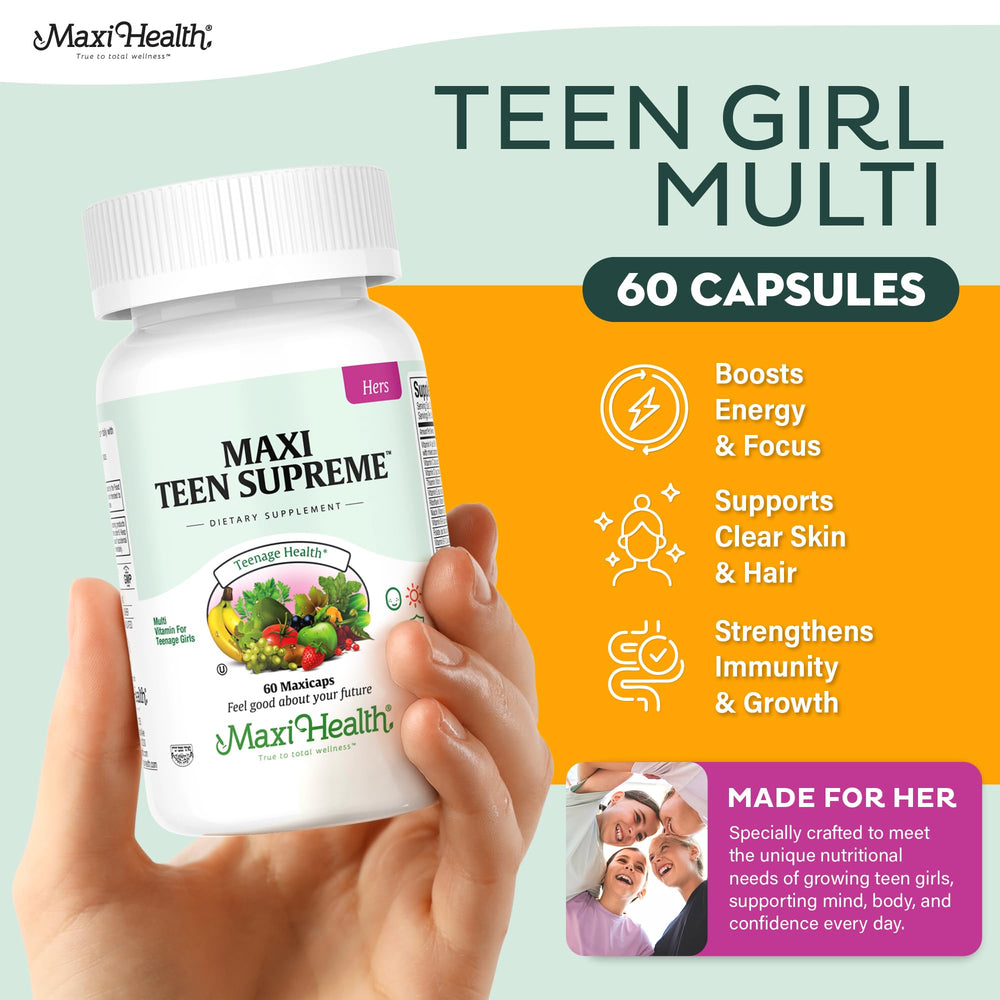 Maxi Health tablet close-up highlighting smooth finish for easy swallowing