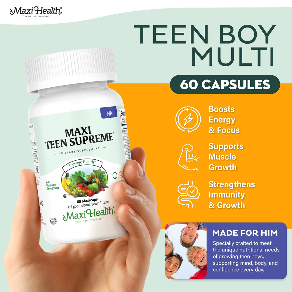 Maxi Health tablet close-up highlighting texture and easy swallow benefit