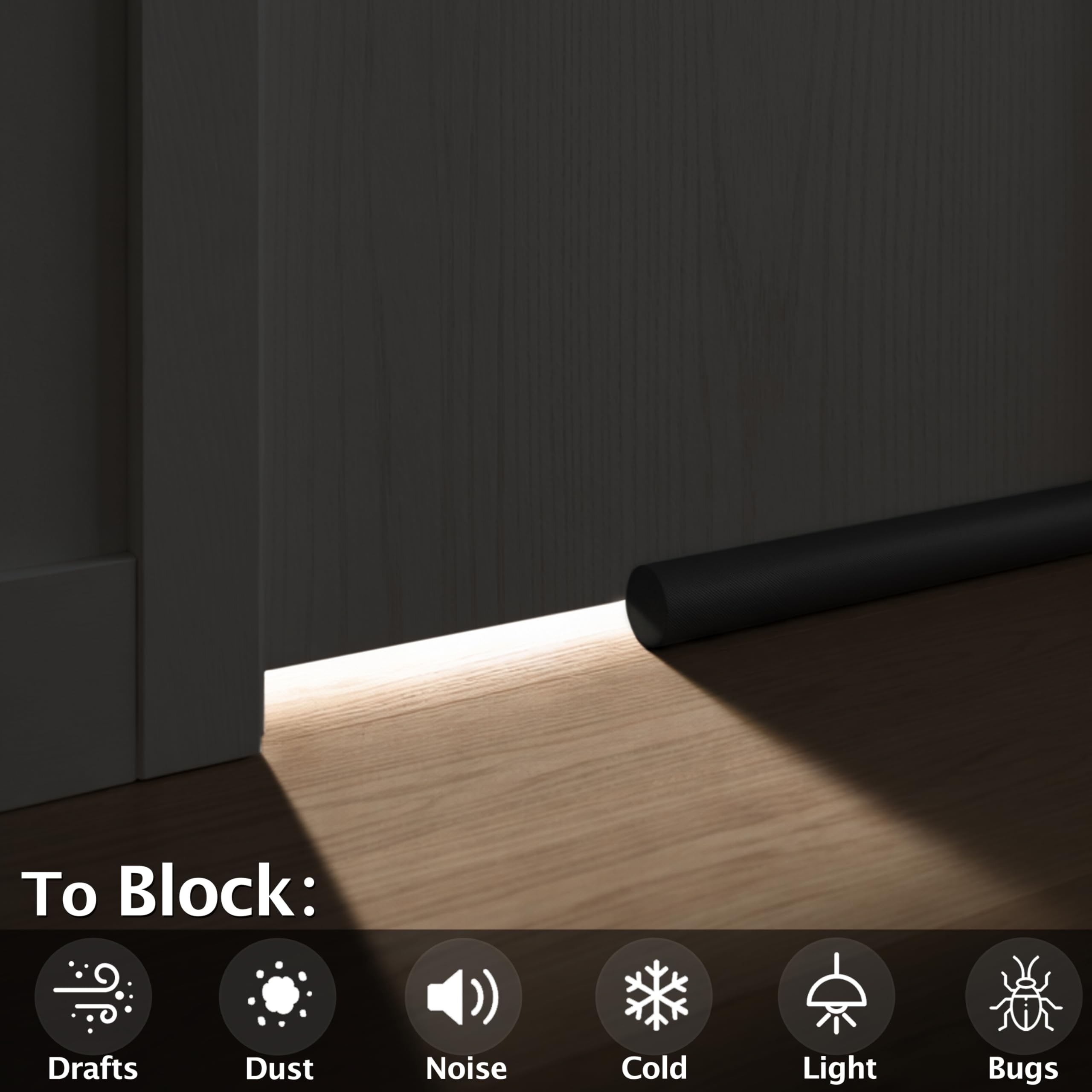 MAXTID installed on a bedroom door reducing drafts and improving sleep