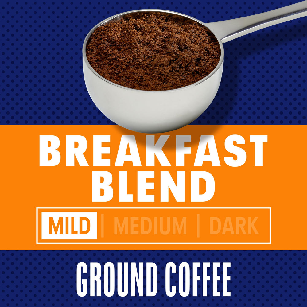 Close-up of Maxwell House ground coffee texture, shows consistent grind for drip brewing