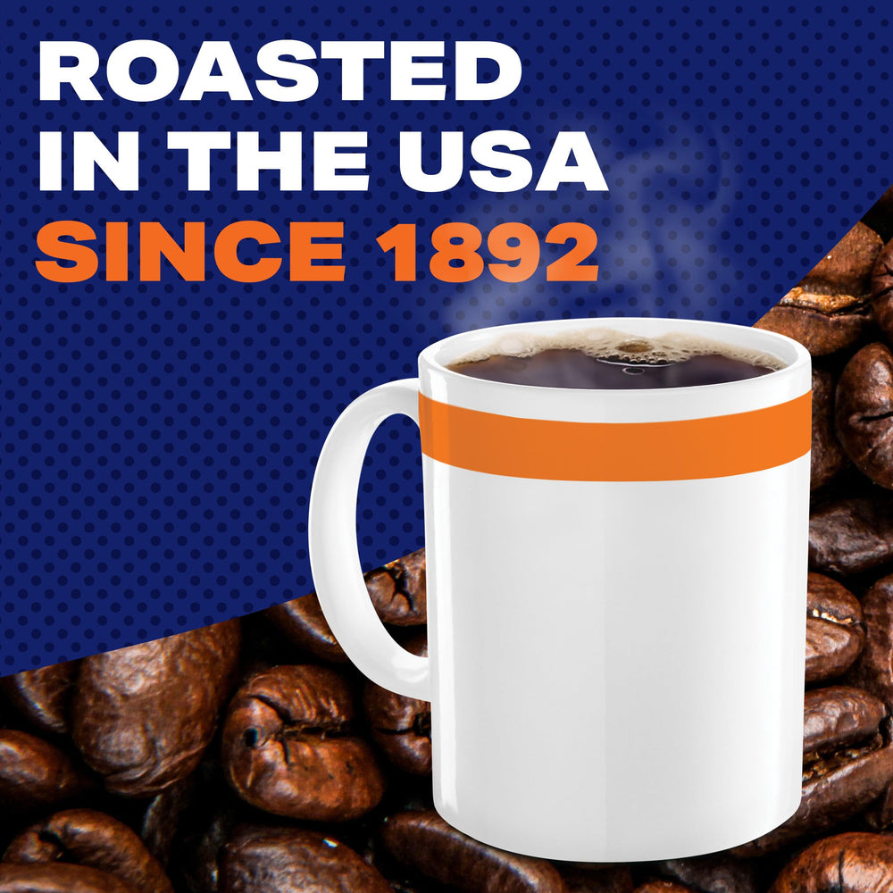 Label detail with Maxwell House and kosher symbol, confirms certification information