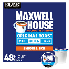 maxwell house front box showing 48-count packaging and easy storage benefit