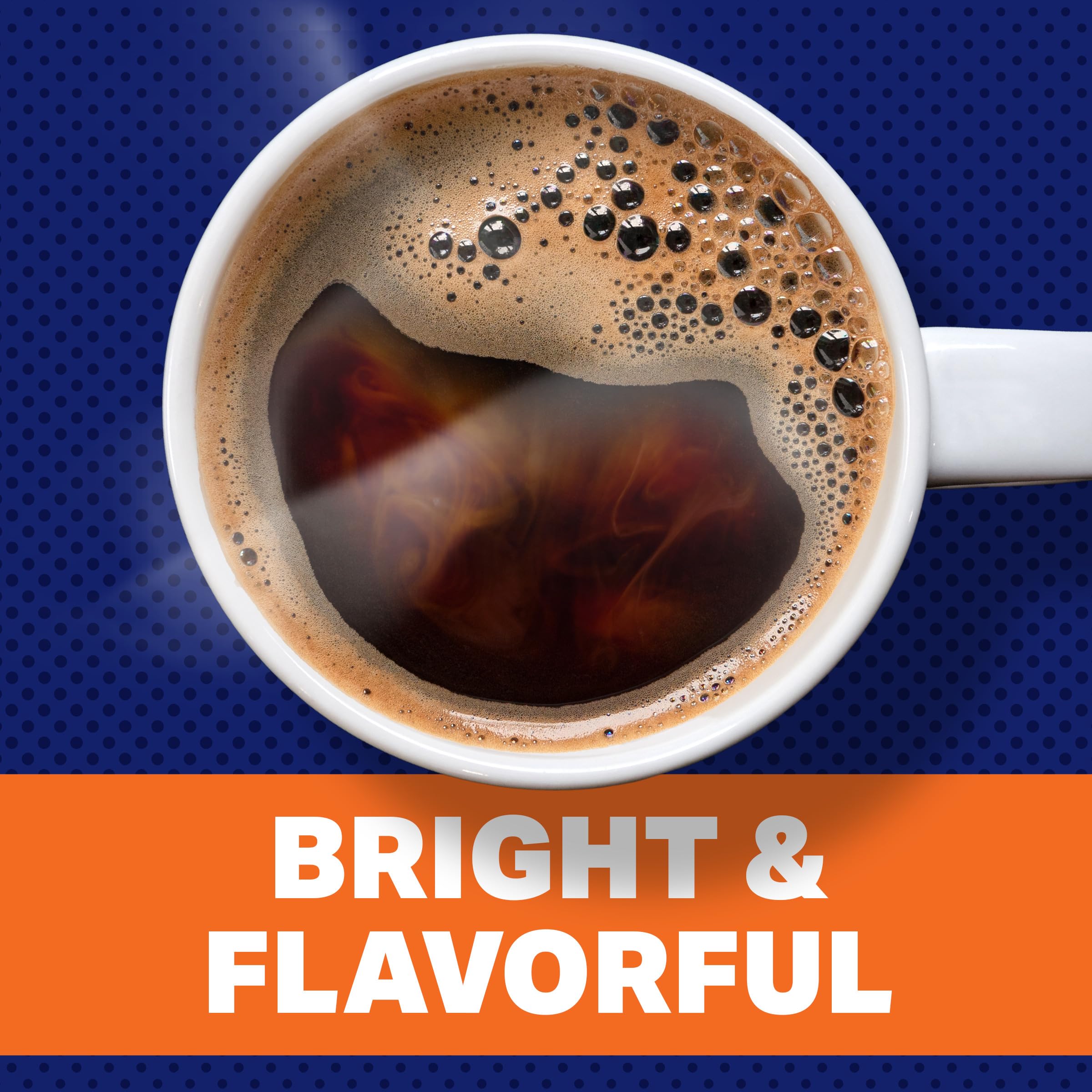 Pouring Maxwell House grounds into filter, illustrates easy use with drip machines