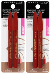 MAYBELLINE front packaging showing two Blonde pencils and benefits of dual-use