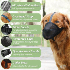 Mayerzon muzzle side view highlighting adjustable straps for a secure fit