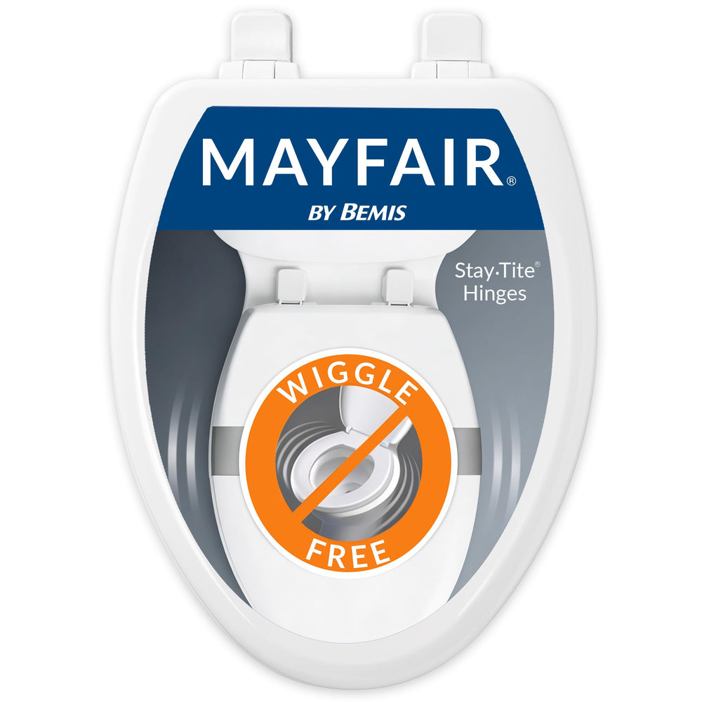 Mayfair front view of white elongated seat showing sleek design and secure fit
