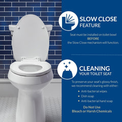 Mayfair Linden mounted on a round toilet illustrating secure, non-slip fit