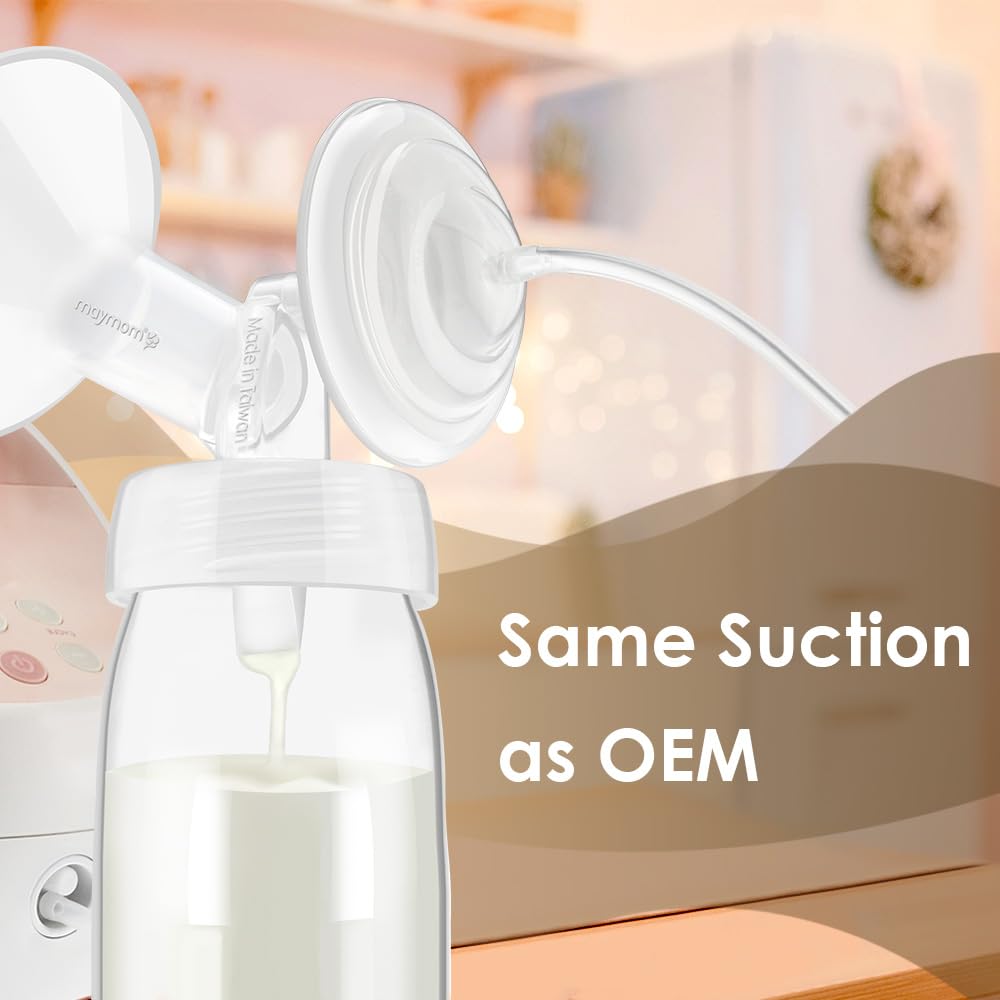 Maymom flange installed on wide-mouth bottle illustrating easy compatibility