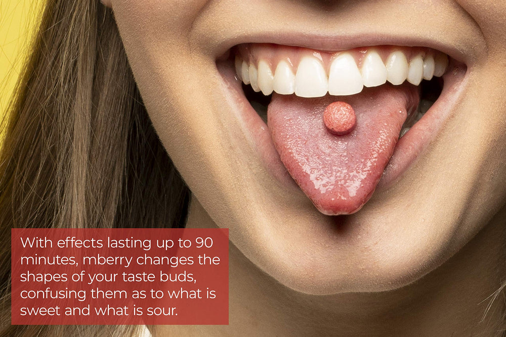 mberry tablet dissolving on tongue demonstrating instant effect