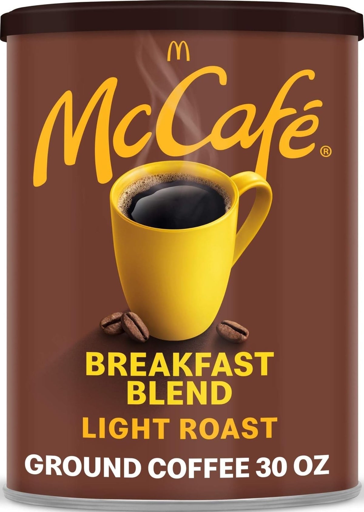 McCafe front canister showing brand and 30 oz size for quick pantry identification