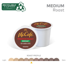 McCafé brewed cup showcasing medium roast decaf flavor and aroma