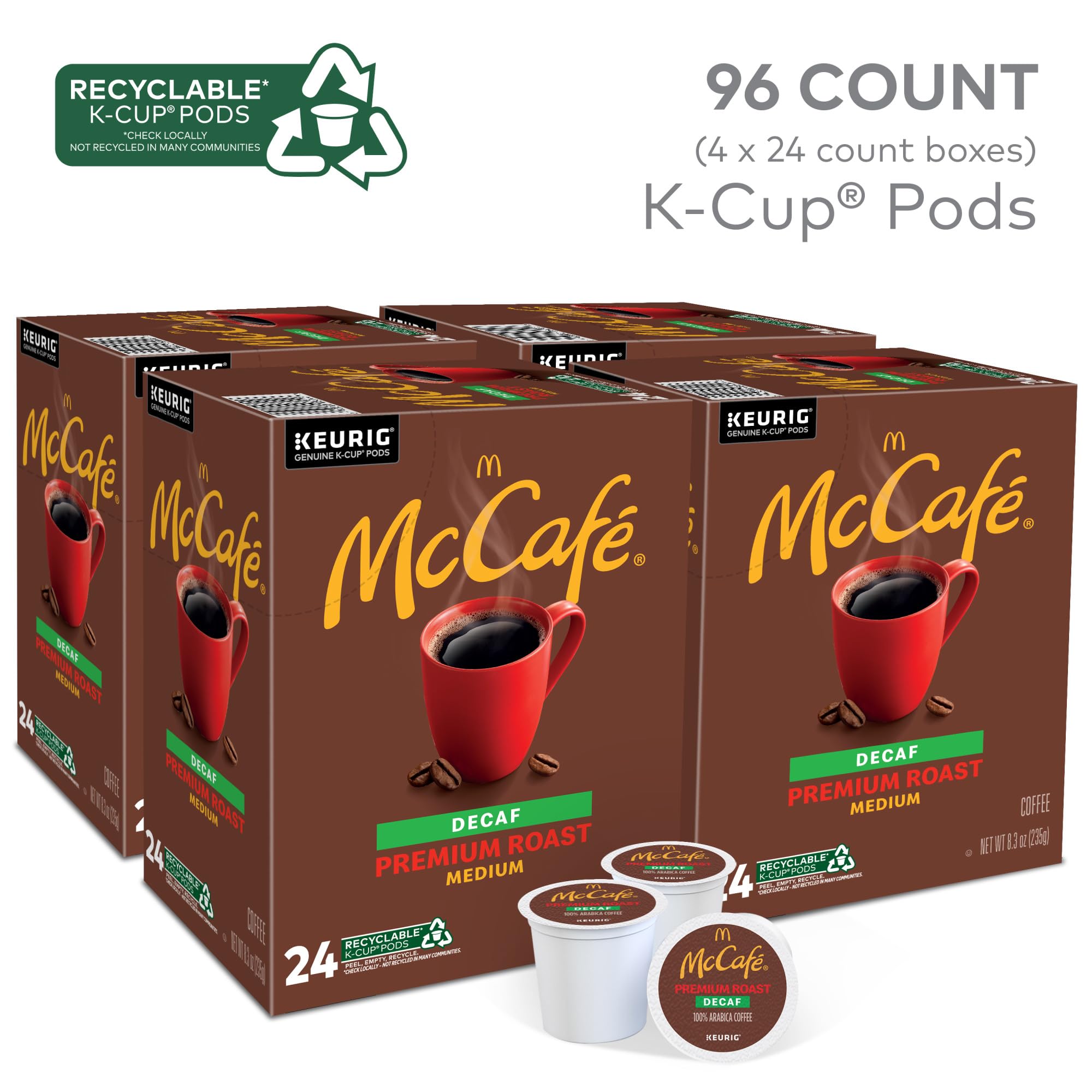 McCafé close-up of a K-Cup pod label highlighting brand and compatibility