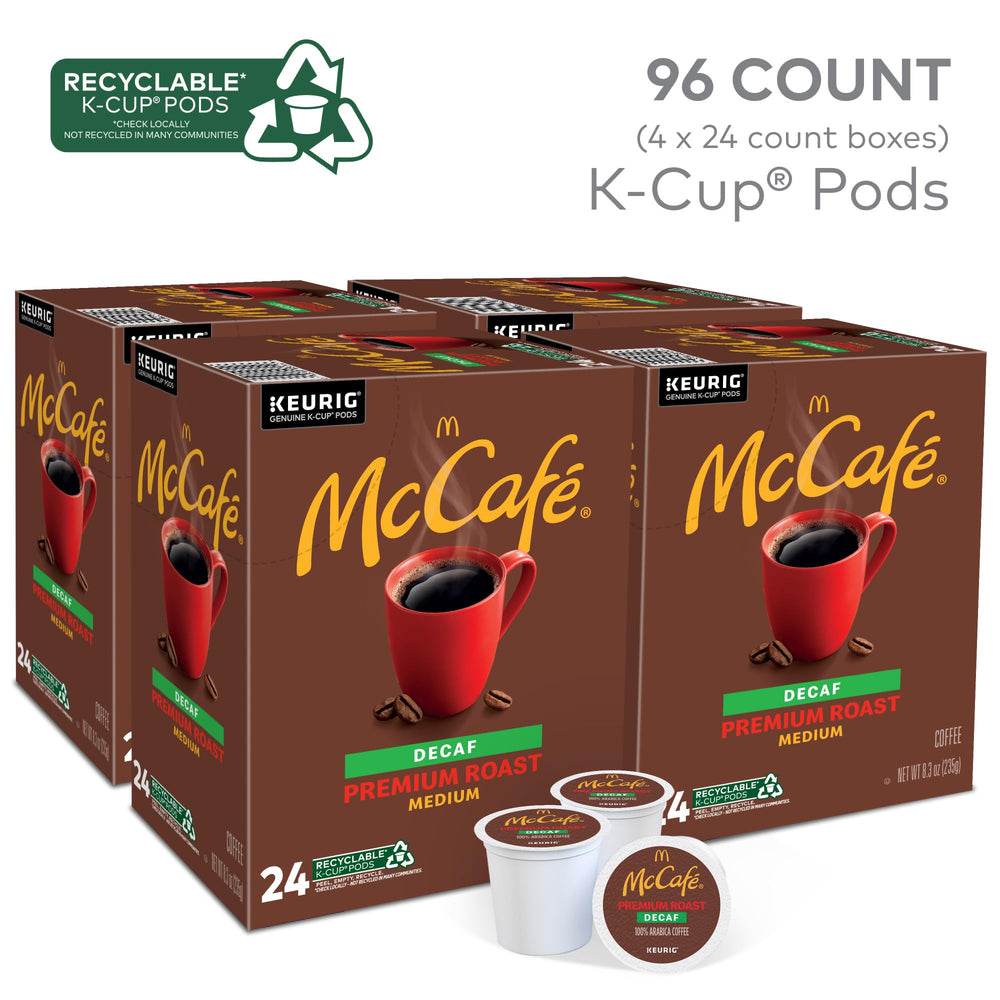 McCafé close-up of a K-Cup pod label highlighting brand and compatibility