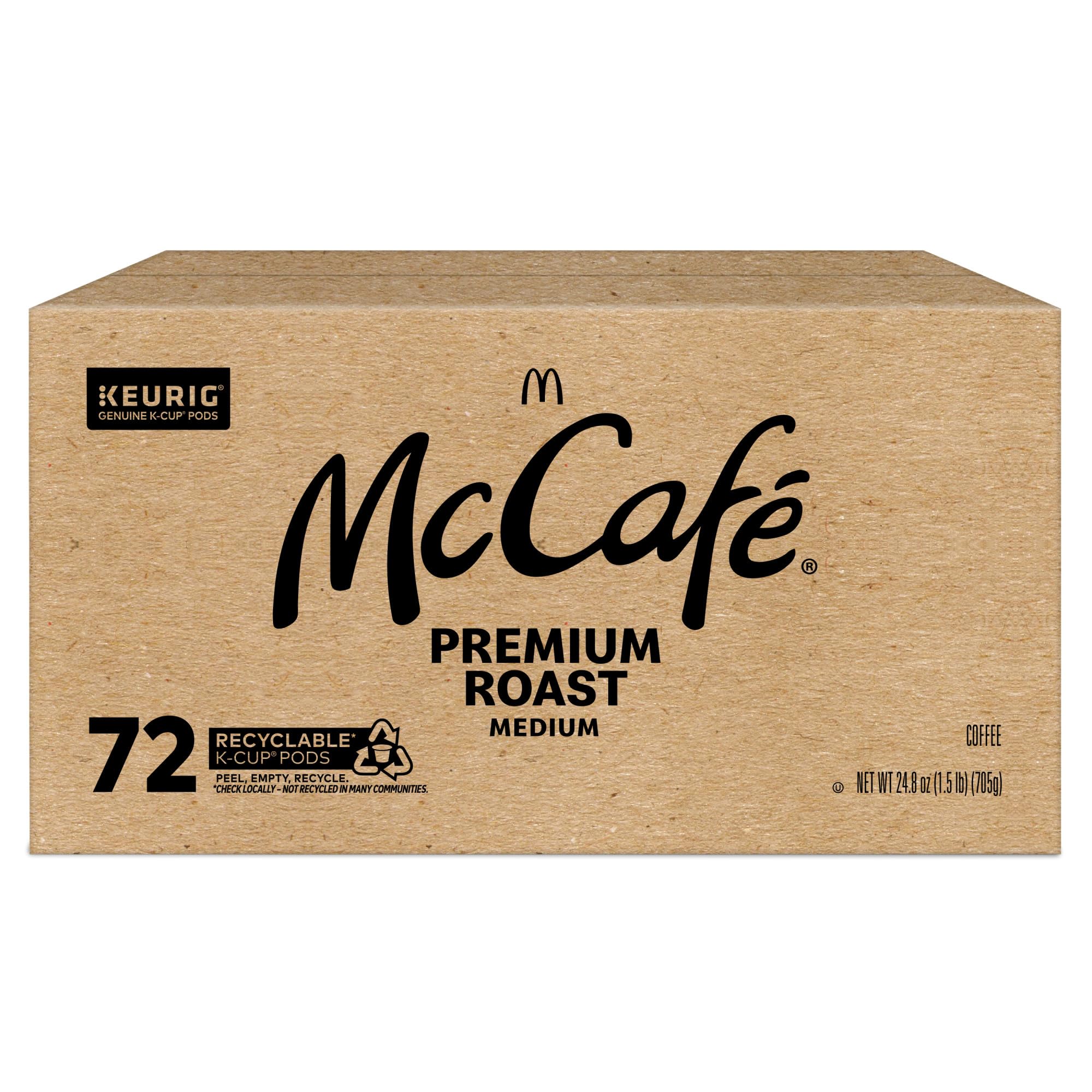 Six sleeves of McCafé pods arranged to emphasize bulk supply benefit