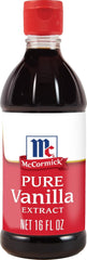 McCormick bottle front label showing 16 fl oz and pure vanilla benefit