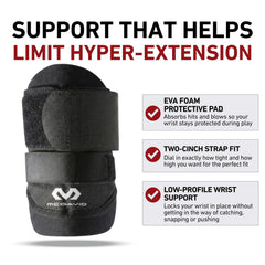 McDavid wrist brace fastening straps adjusted for customized compression